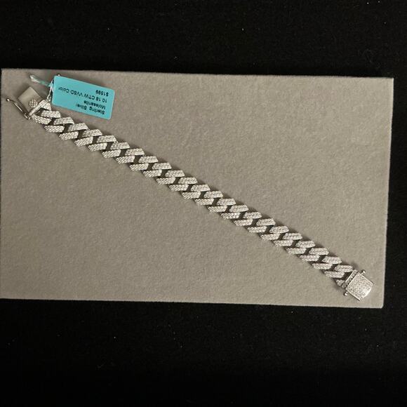 12.8mm Genuine Moissanite Monaco Cuban Bracelet 8in 10.18ctw~NEW~Retail $1599 - Picture 6 of 9